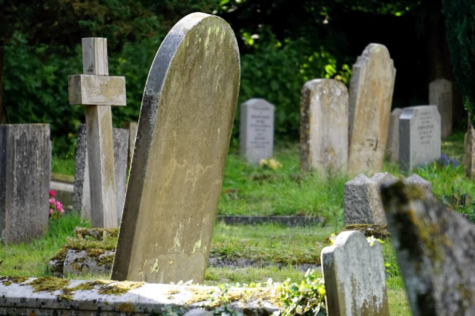 close up photography of concrete tombstones